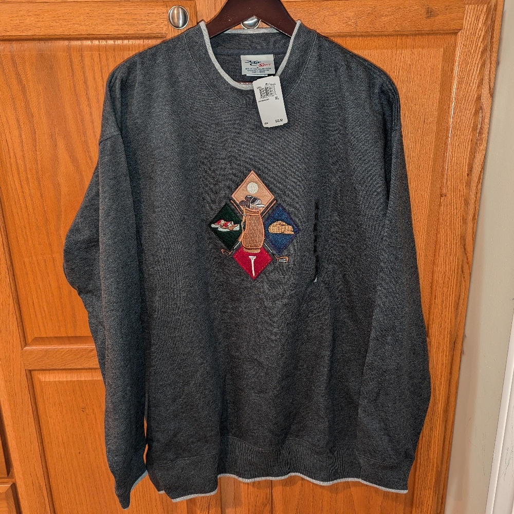Vintage NWT new with tag mc sport golf sweatshirt Men size XL Gray embroidered g